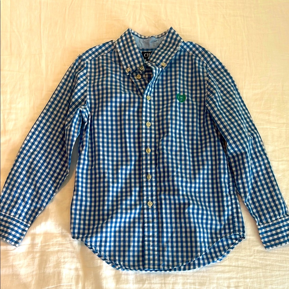 Chaps Blue and White Checkered Kids Shirt, youth Small. Like new!